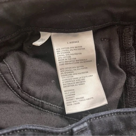 L’Agence Margot High Rise Skinny Jeans Black Size 29 Baddie Edgy Goth Grunge - Picture 8 of 11